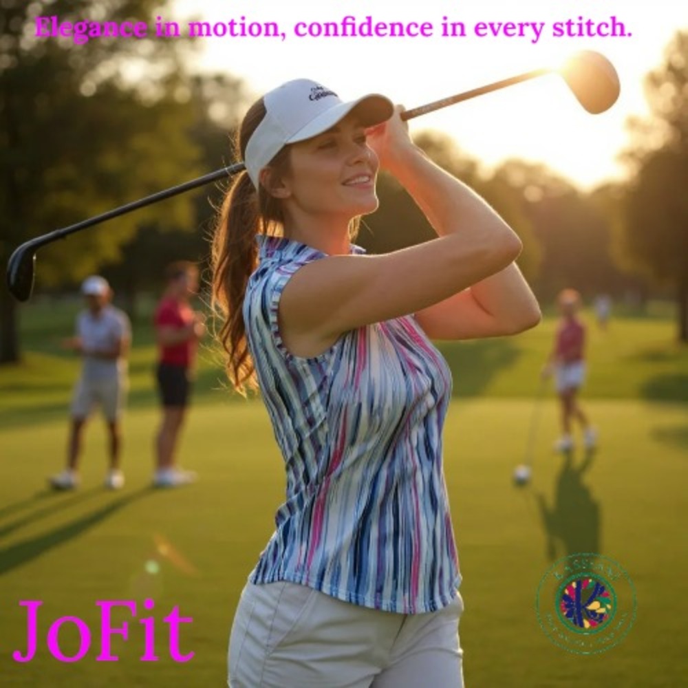 JoFit Women's Sleeveless V-Neck Performance Polo Golf Top – Size M‎